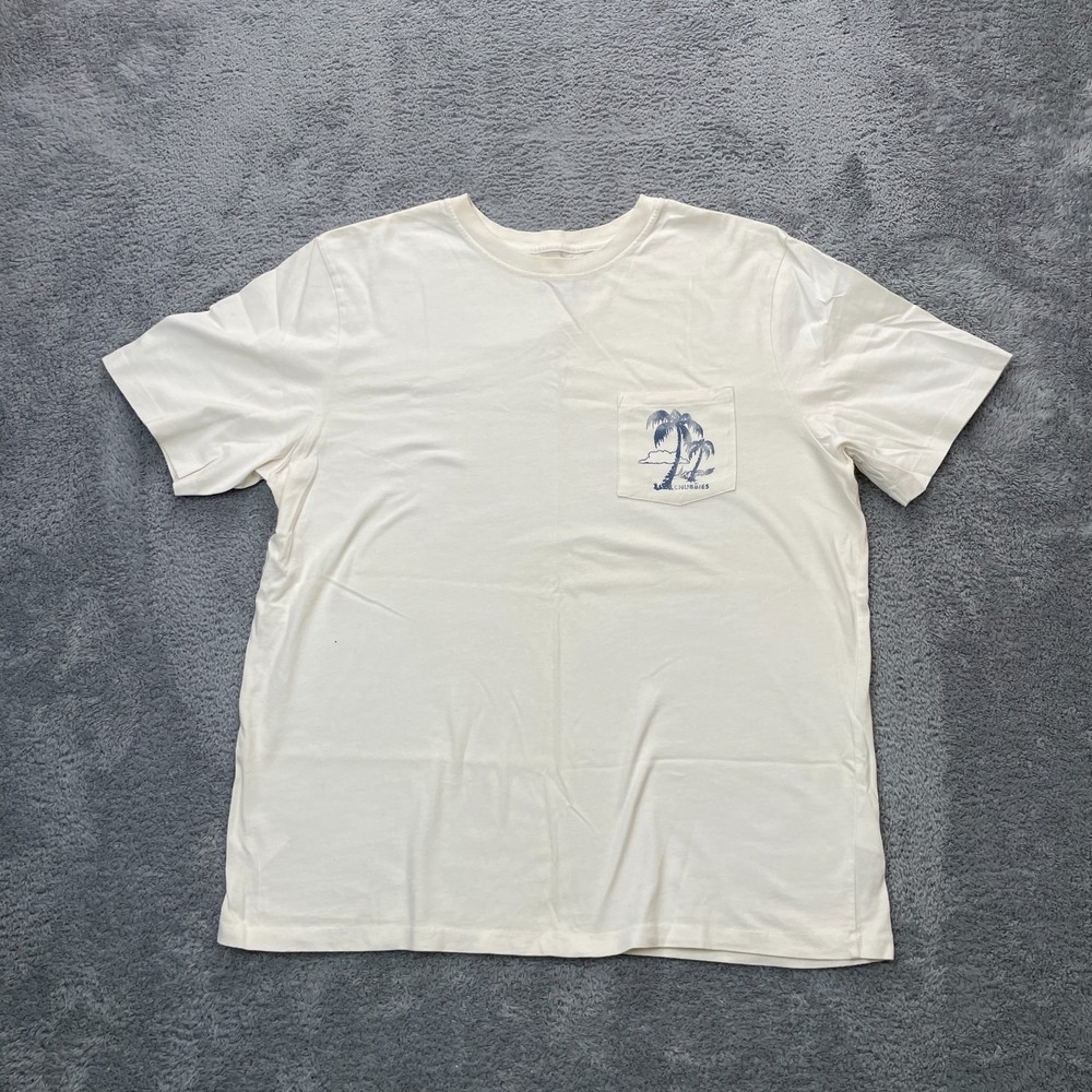 Chubbies Shirt Mens Large Beige The Relaxer Weekend Has Arrived Graphic Beach