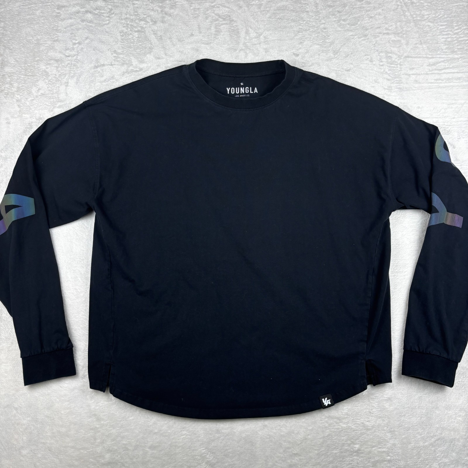 YoungLA T Shirt Mens XL Black Reflective Spellout Graphic Tee Long Sleeve gallery