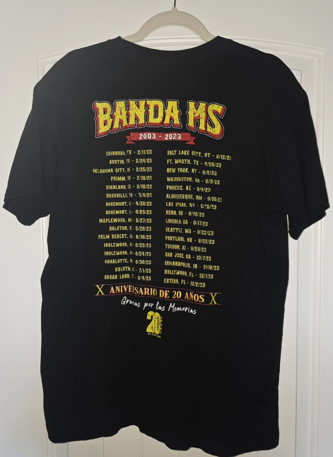 Banda MS "MS20 Tour" Concert Tshirt Size Lg- Mexican Band Celebrating 20 Years gallery