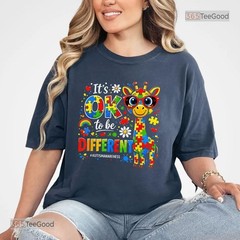 Autism Awareness Giraffe Puzzle Piece Shirt, Neurodiversity Support Graphic Tee