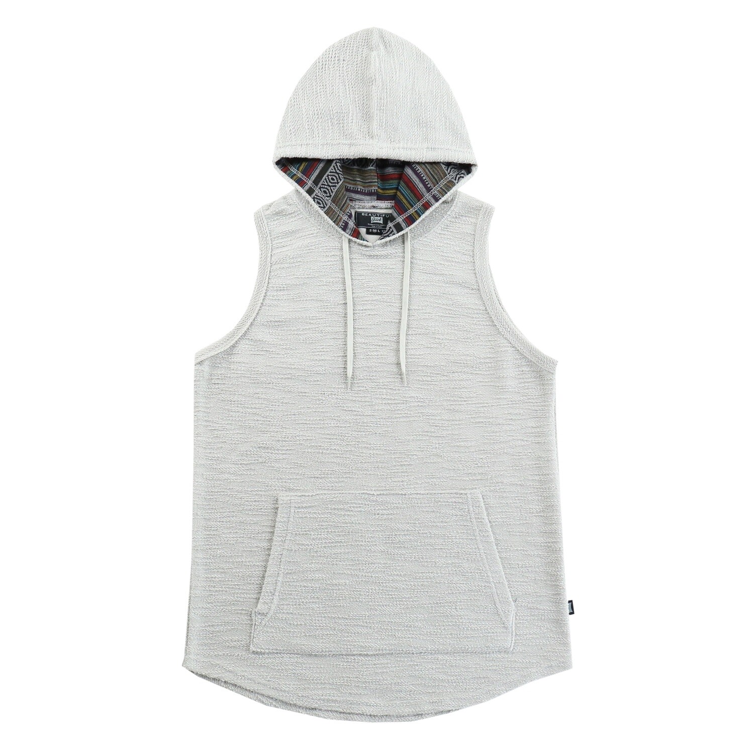 Men's Gray Hoodie Tank Top with Kangaroo Pocket Casual Everyday Look gallery