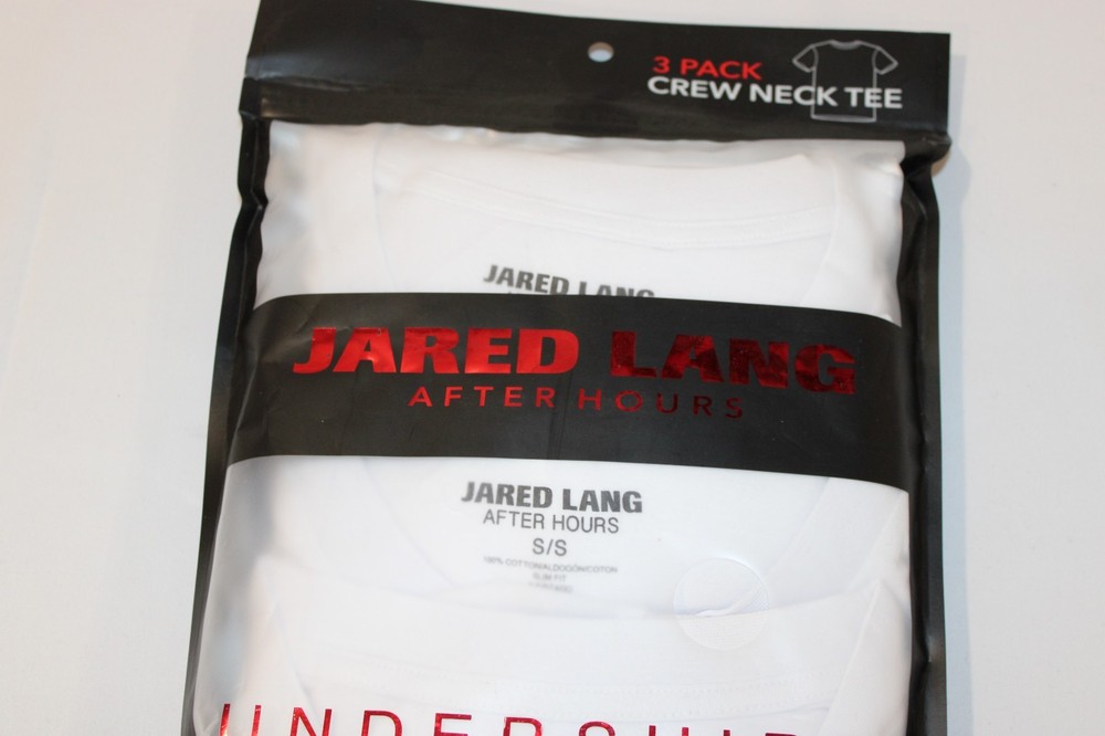 Jared Lang Men’s White Slim Fit Crew Neck Cotton T-Shirt 3-Pack Size Small