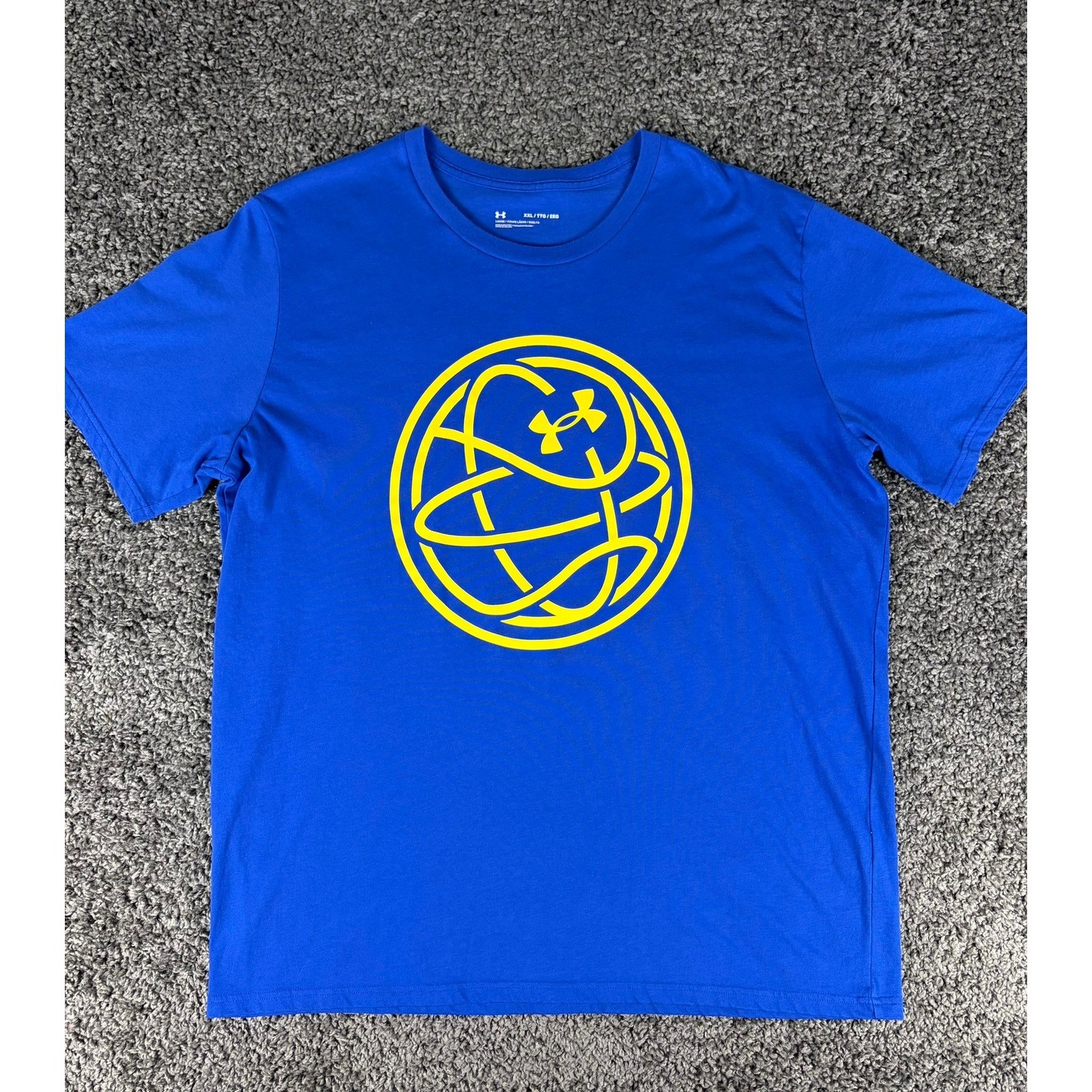 Under Armour Mens XXL Blue Basketball Graphic Loose Fit Short Sleeve T-Shirt gallery