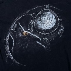Spiral Direct Goth Wolf Dreamcatcher Moon Graphic Black T-Shirt Large