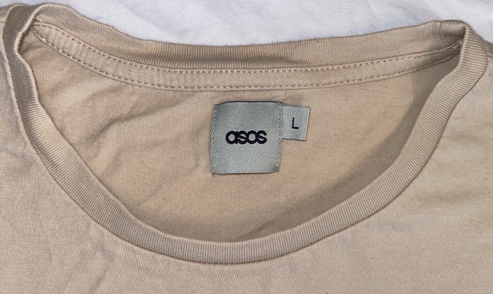 ASOS Men's Beige Solid Crew Neck Short Sleeve T-Shirt w/ Zipper Accent L gallery