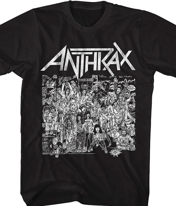 Anthrax No Frills Black T-Shirt Liquid Blue