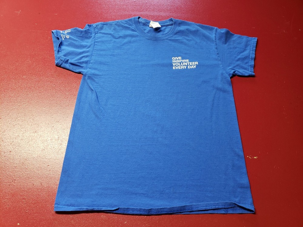 Boeing Dbl Sided Volunteer T-Shirt Blue M 100% Cotton Gildan