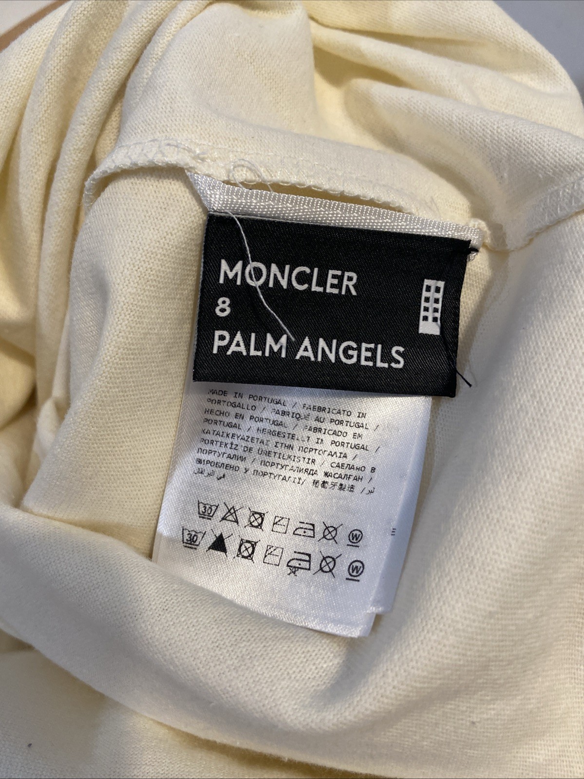 NewNT. MONCLER Patch Logo T-Shirt Tee Off White PALM ANGELS Classic Men's Sz 8 L gallery