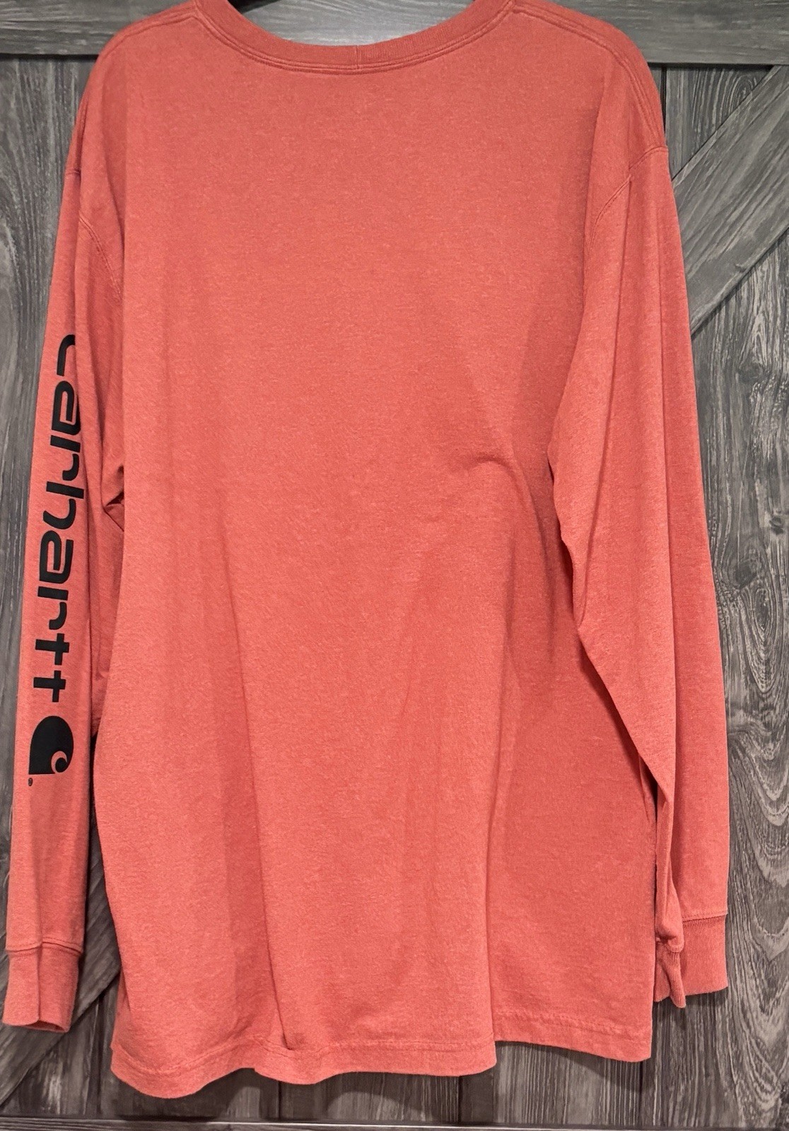 Carhartt Men’s Sz XL Burnt Orange Spell Out Long Sleeve T-Shirt Original Fit gallery