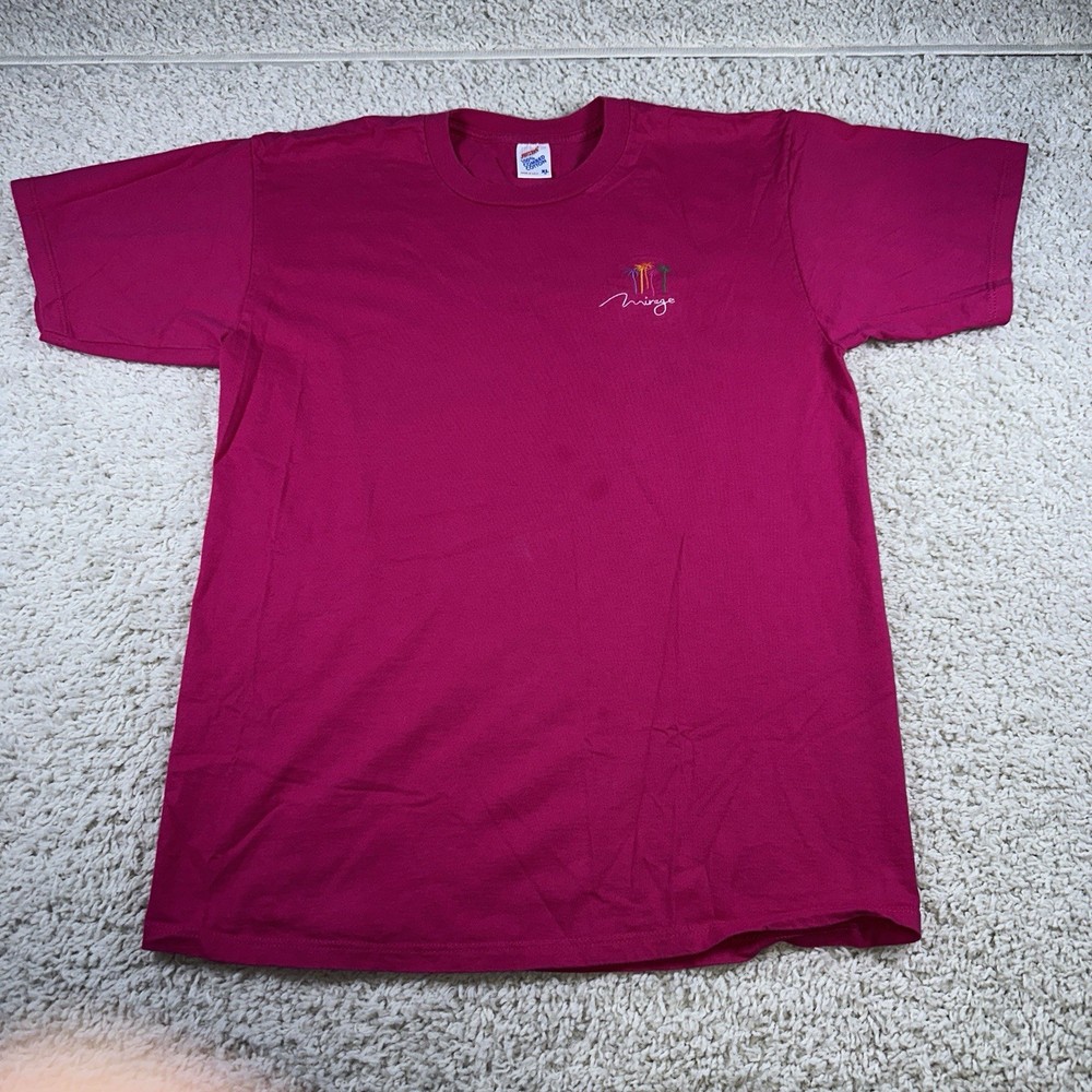 VTG Jerzees 100% Combed Cotton Custom “ Mirage” Embroidery Pink T-Shirt Sz XL
