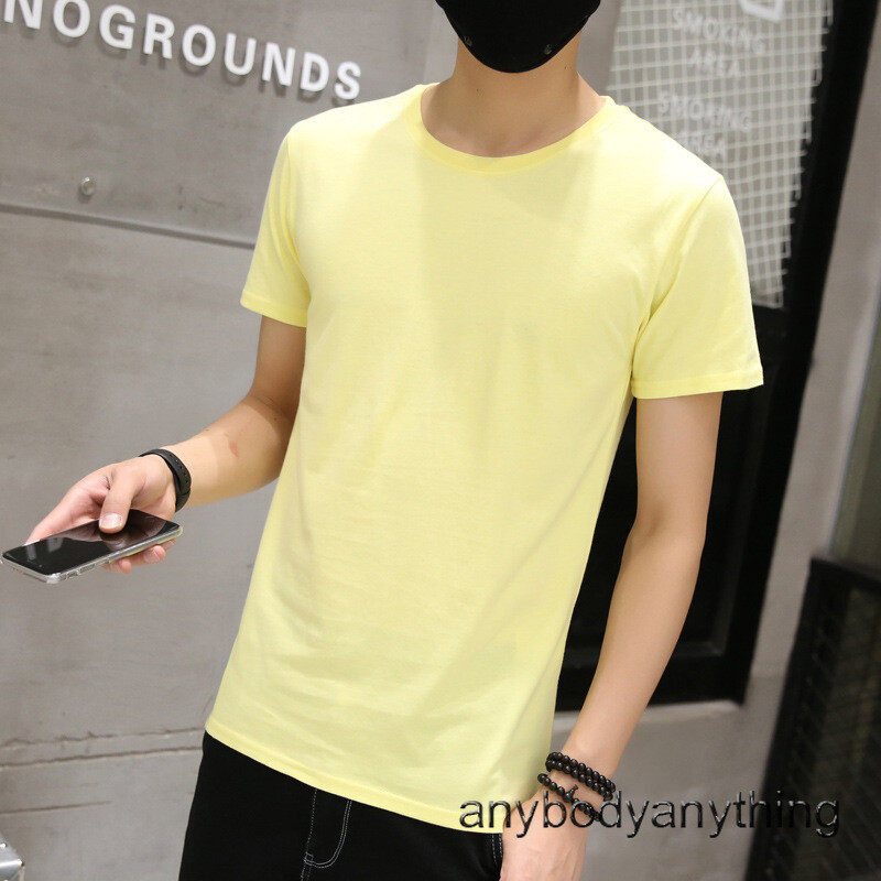 Mens Crew Collar Cotton T-Shirts Summer Slim Short Sleeve Basic Tops Sports Tops gallery