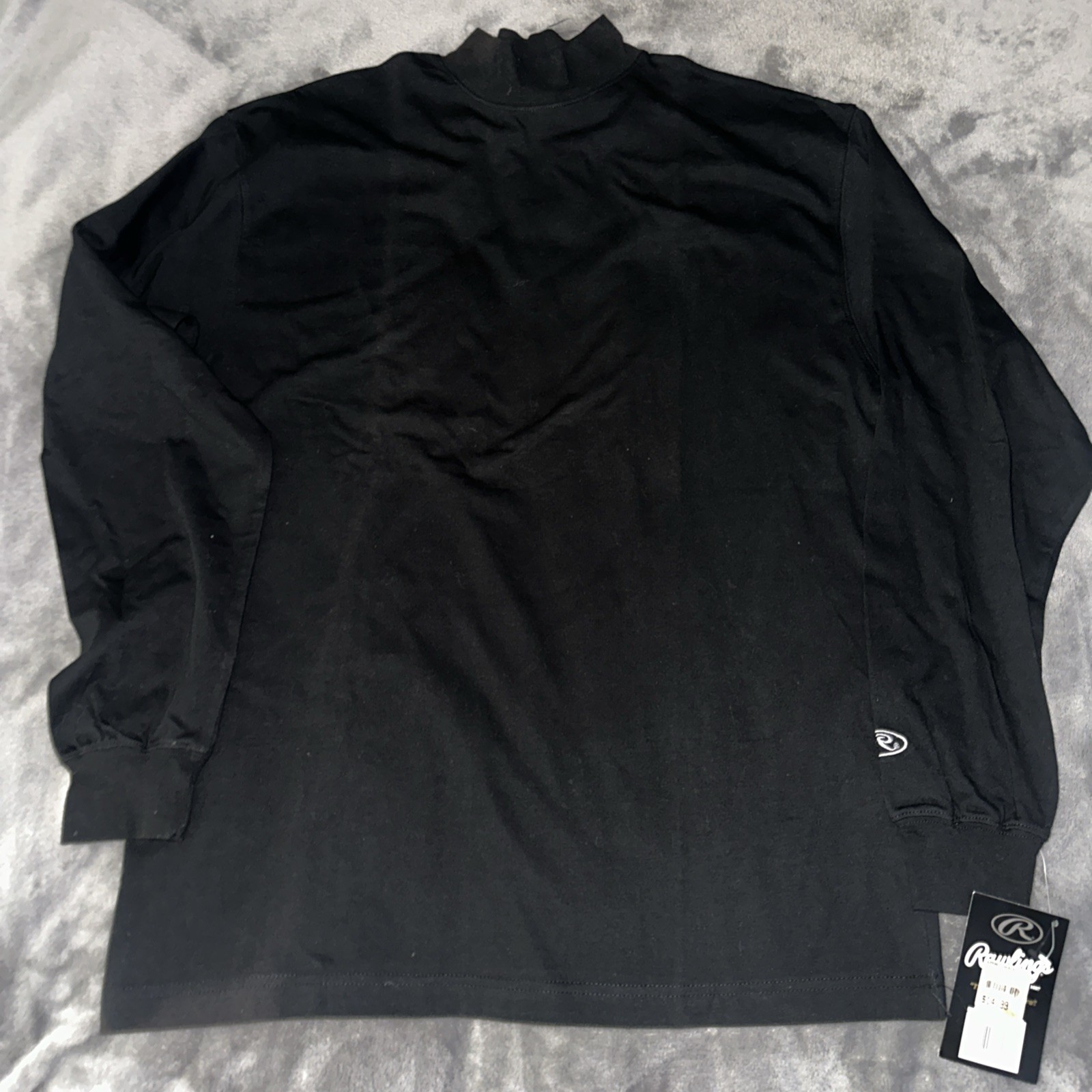 NWT Rawlings Mens Long Sleeve Shirt Black Sz Large New Baseball Softball Cotton