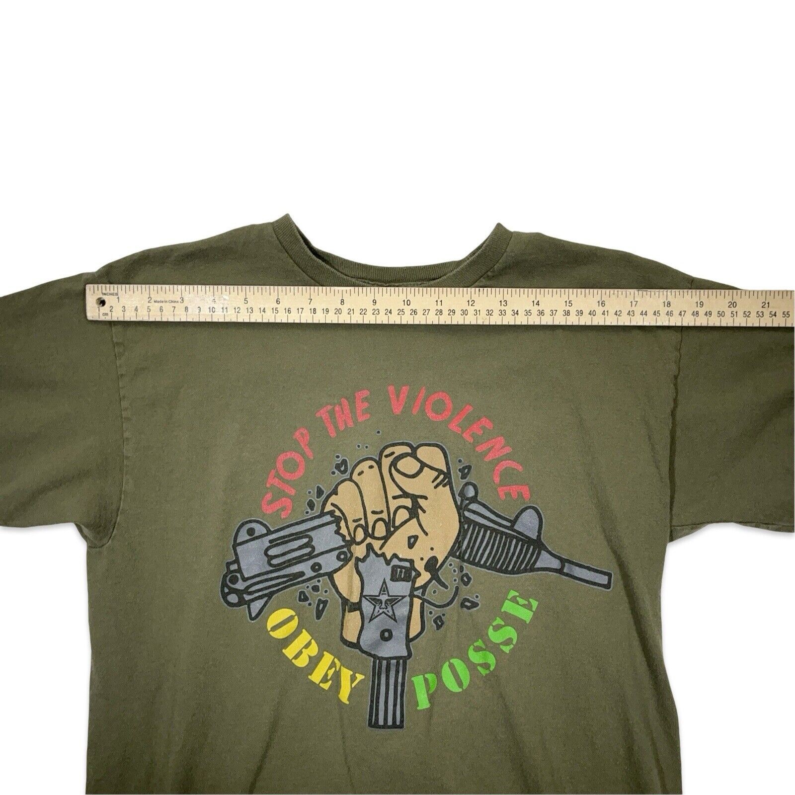 Vintage Obey Posse T Shirt Men M Medium Graphic Logo Stop The Violence Y2K Rare gallery