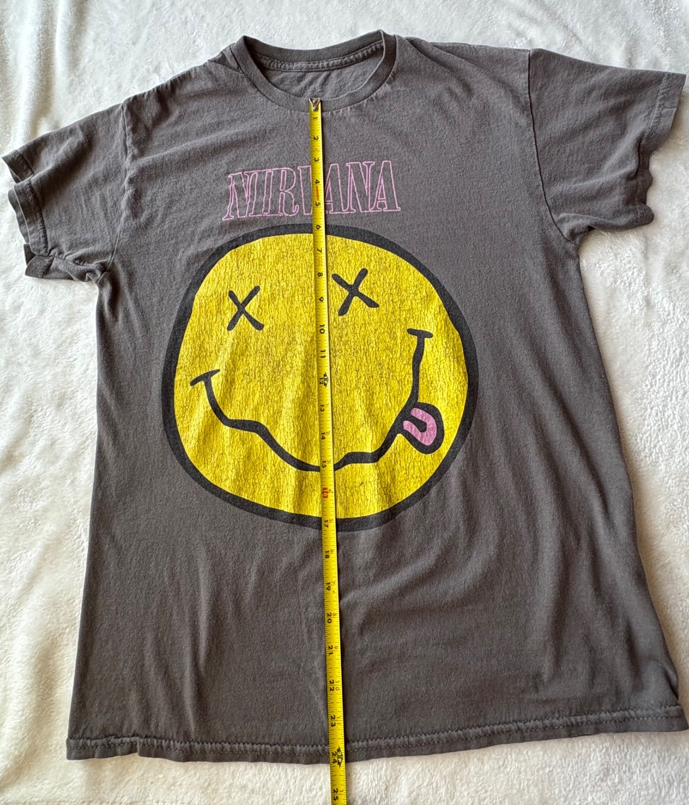 Nirvana Shirt Mens Medium Smiley Face Grunge Band T-Shirt Rock Music Please Read gallery