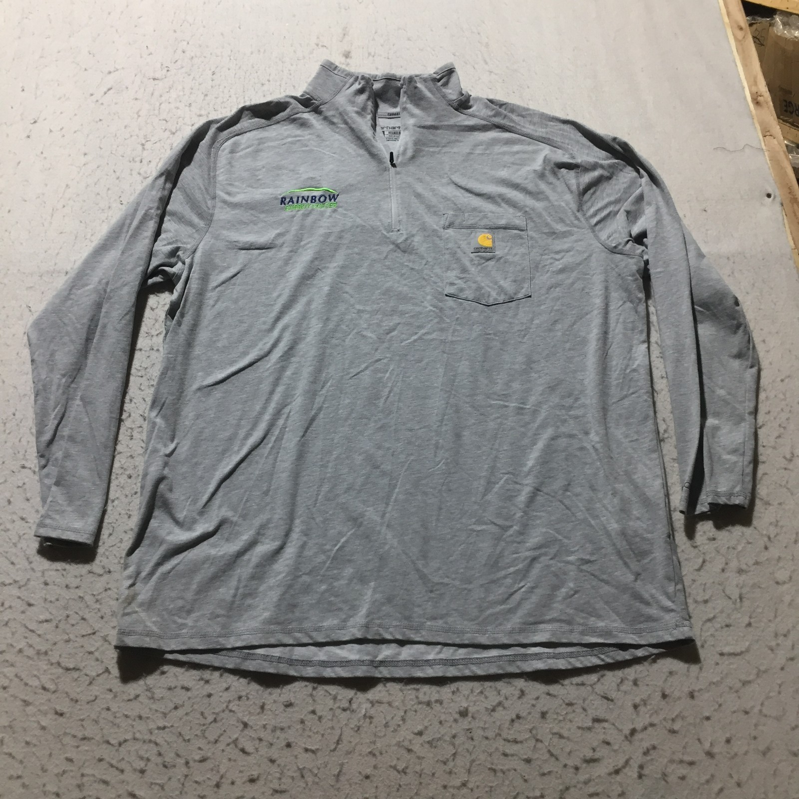 Carhartt Force 1/4 Zip Shirt Mens 2XL Relaxed Fit COMPANY LOGO Long Slv Pocket