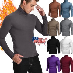 Mens Turtleneck Pullover Long Sleeve Jumper Top Warm Casual Slim T-Shirt Thermal