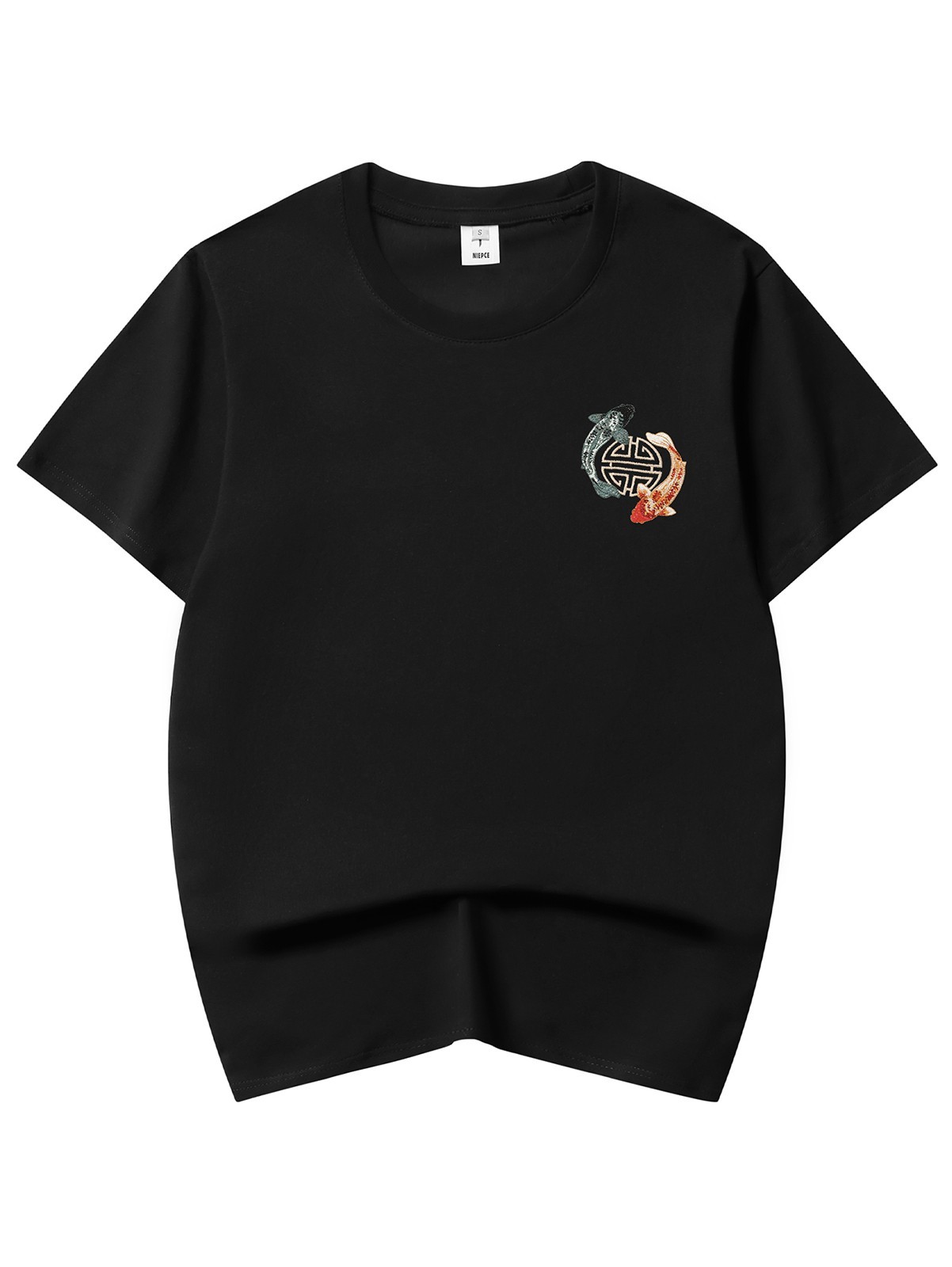 Niepce Japanese Streetwear Embroidery T-shirt Koi Graphic Tee for Men gallery