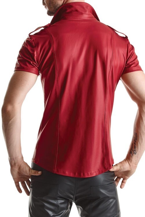 Mens Red Wetlook Shirt with Studs gallery
