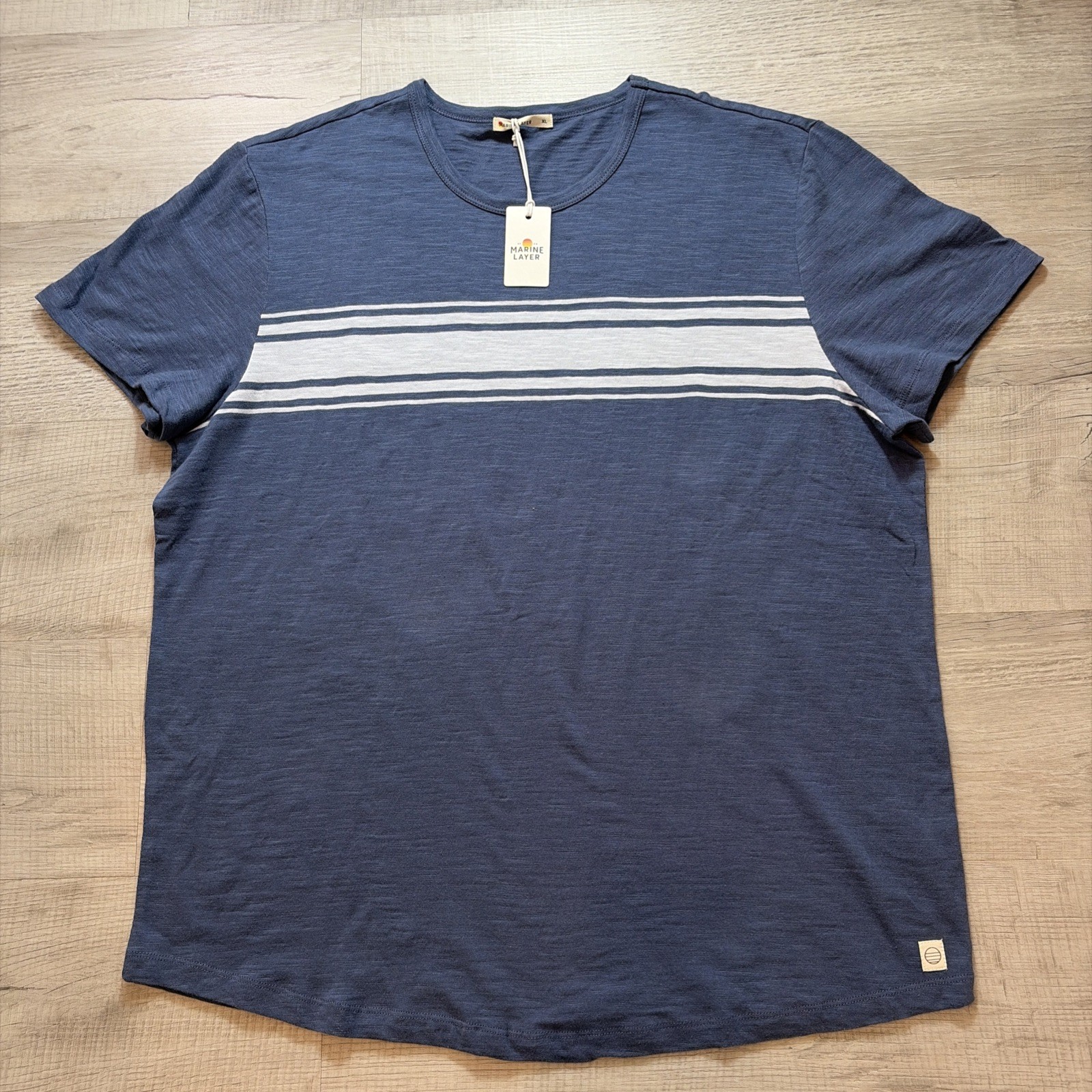 NWT MARINE LAYER VINTAGE HEAVY SLUB STRIPE TEE MENS XL NAVY BLUE PREPPY Y2K NEW gallery