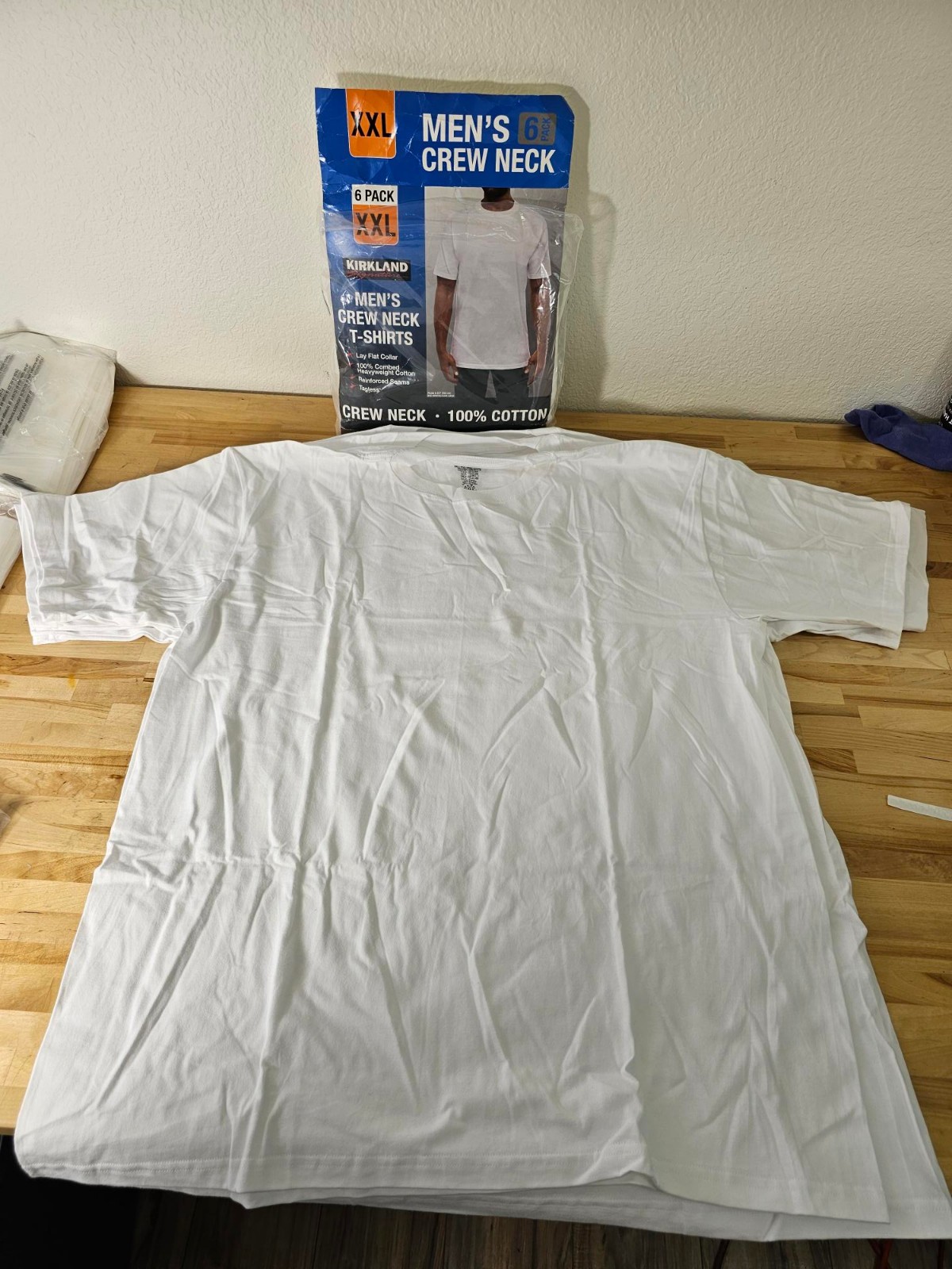 *5 PACK* XXL / 2XL - WHITE - Kirkland Signature Men’s Crew Neck Cotton Shirts gallery
