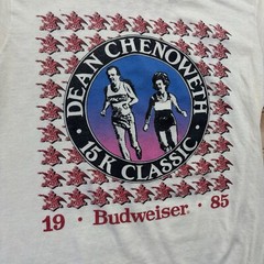 Vintage 80s Budweiser Dean Chenoweth 15k Run Long Sleeve Shirt Size M 1985