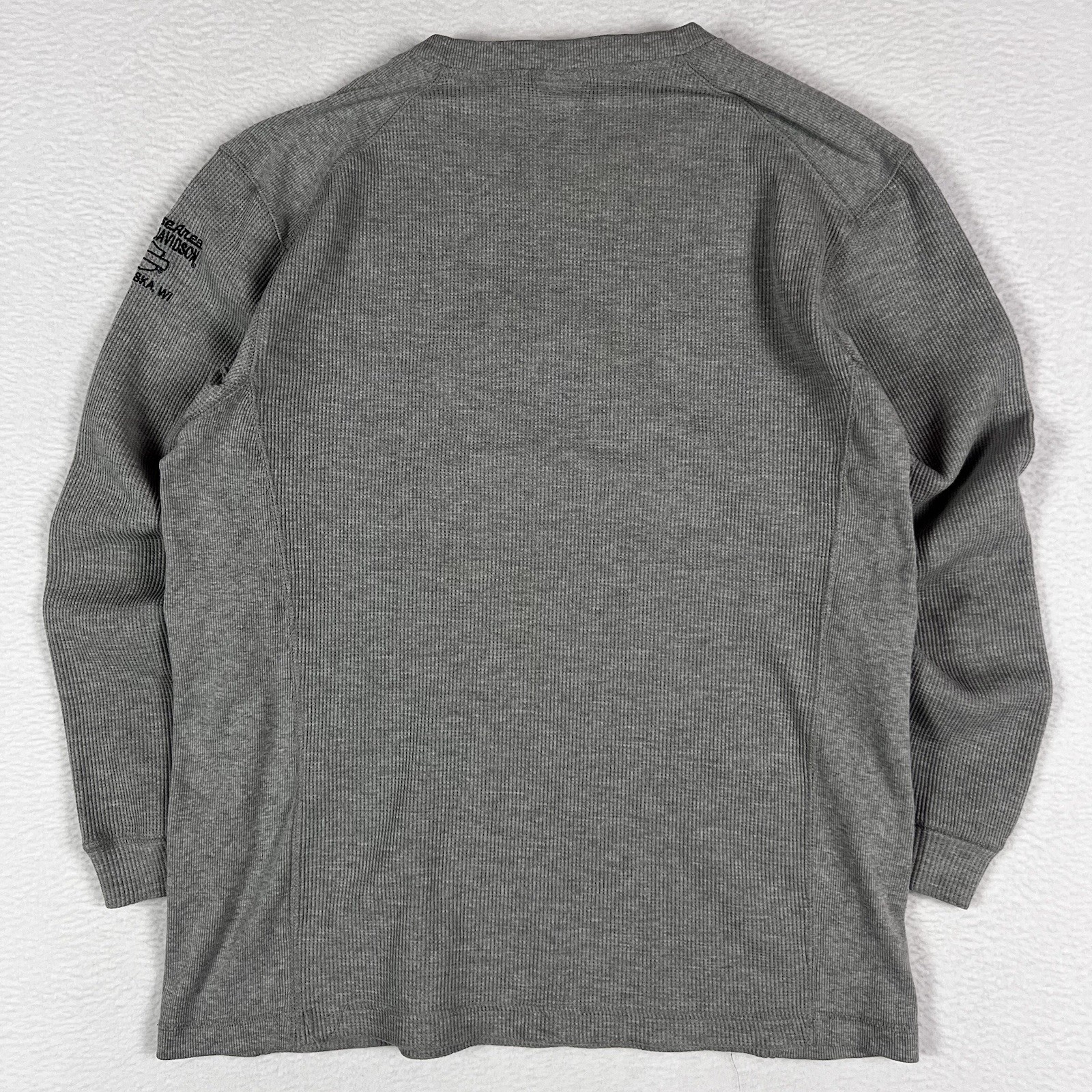 Vintage Y2K Harley Davidson Thermal Waffle Knit Shirt Men's Large Embroidered gallery