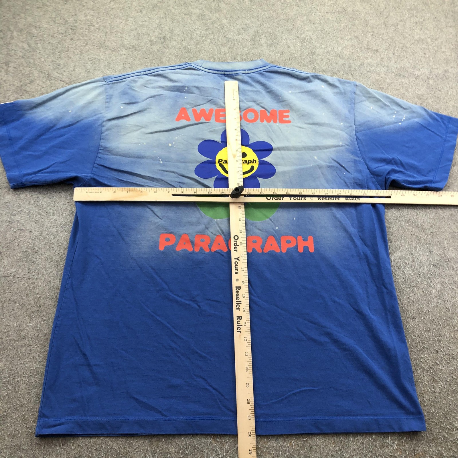 Paragraph Shirt Mens XL Blue Awesome Smiley Flower Double Sided Japan Faded gallery