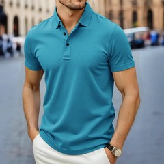 Men’s Breathable Solid Color Polo Shirt Summer Casual Business Top Tee Gift