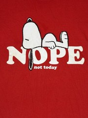 Nope Not Today Smoppy Shirt Size Medium. Peanuts, Charlie Brown Dog.