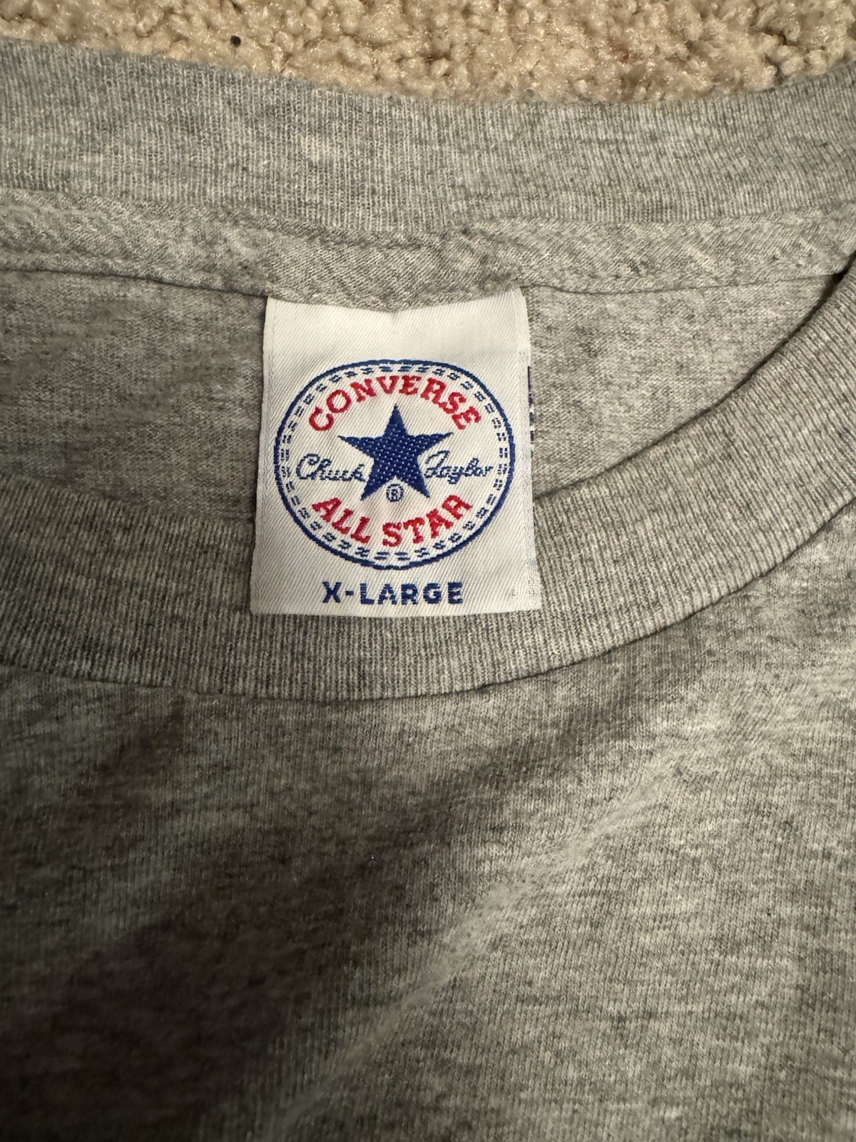 Converse Chuck Taylor All Star Gray Cotton Crew Neck T-Shirt Men XL vintage 90’s gallery