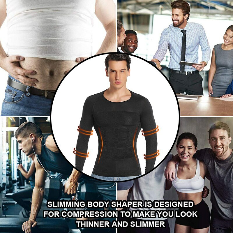 Men's Slimming Body Shaper Tummy Control Shapewear Compression T-Shirt Vest Tops gallery