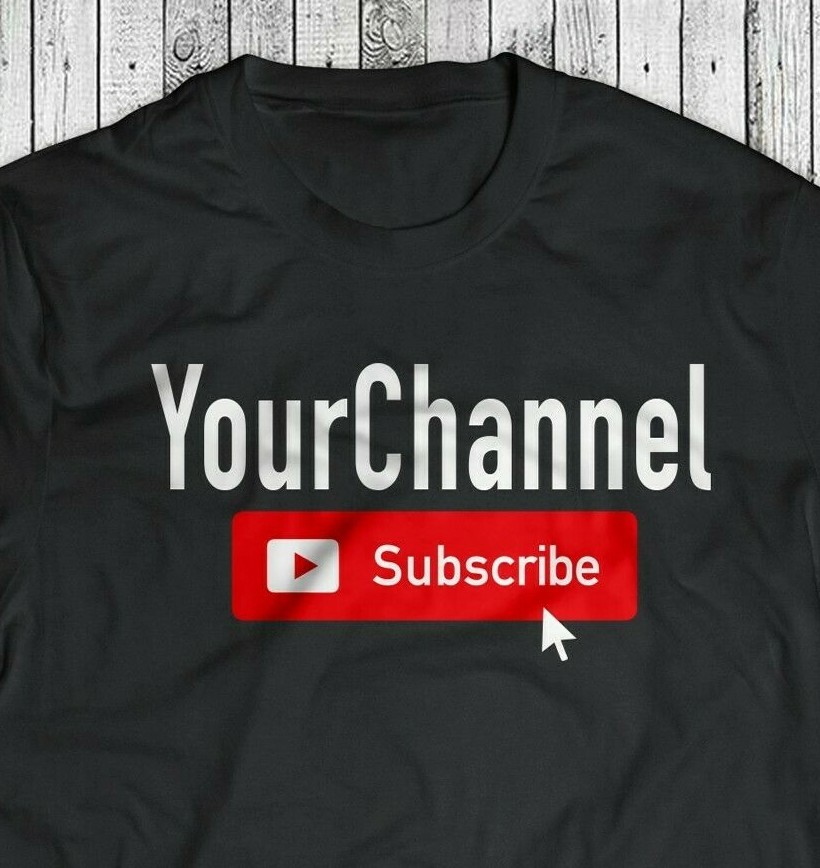 SUBSCRIBE YOUTUBE Your Channel Custom T-Shirt - Your Text Your Text - White Gray gallery