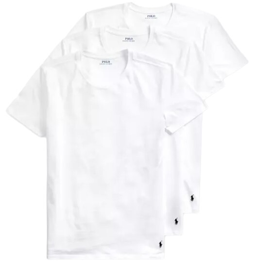 3 POLO RALPH LAUREN MENS COTTON WHITE CREW T-SHIRTS UNDERSHIRTS S M L XL XXL NWT gallery
