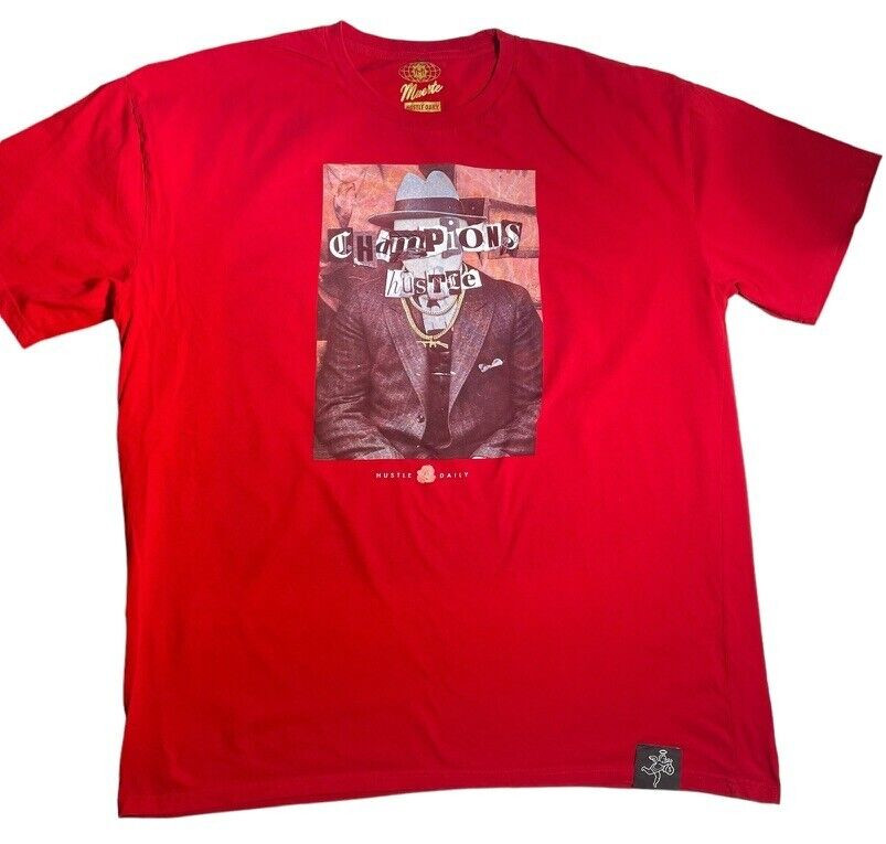 Muerte Hustle Daily Champions Graphic T-Shirt 3XL Red Hip Hop Streetwear Mens gallery