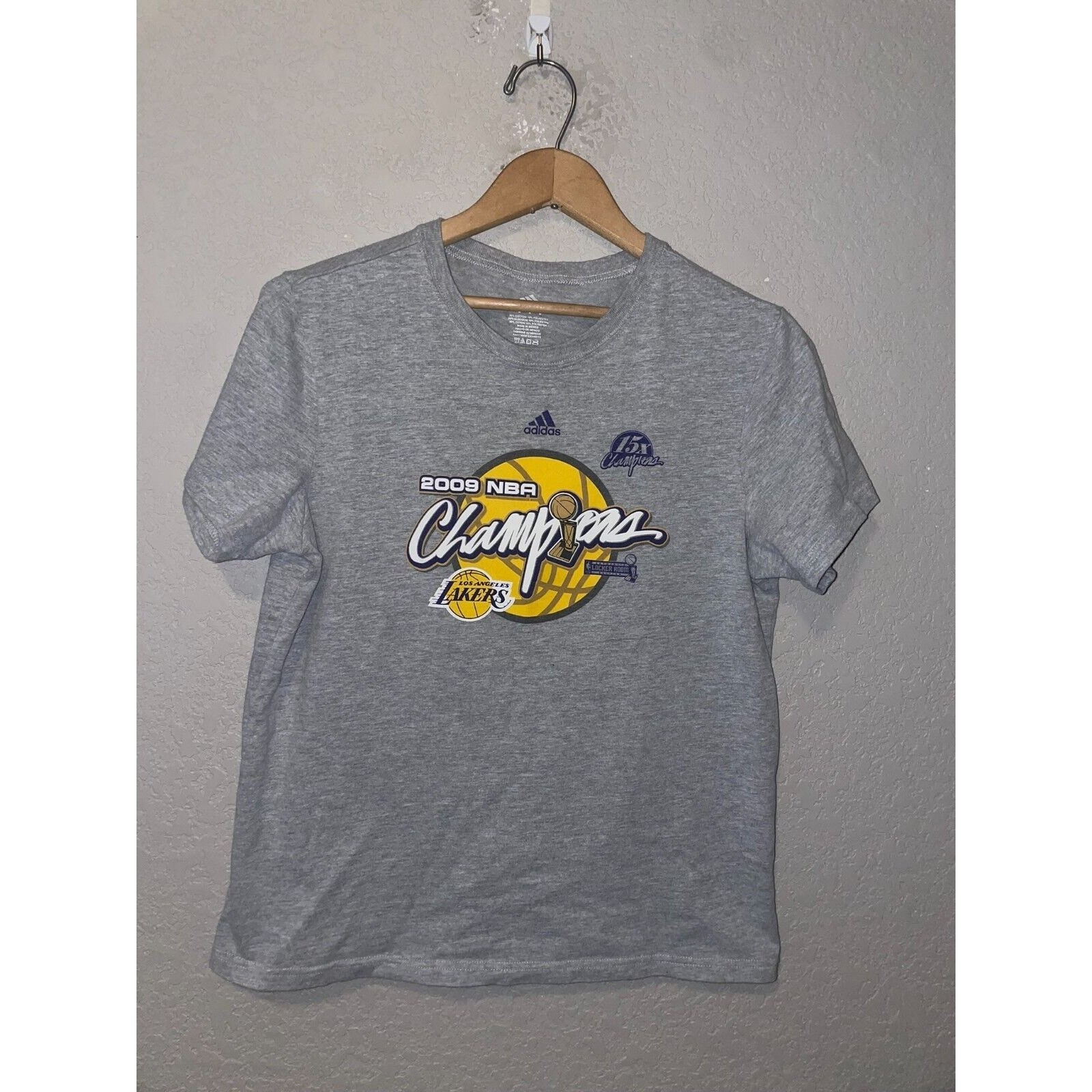 2009 NBA Champions Los Angeles Lakers Shirt Gray Tee Adidas 2000s M Medium gallery