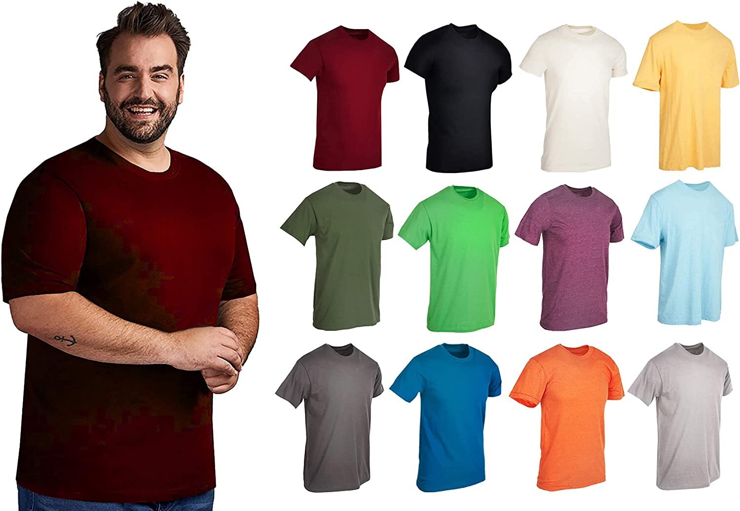 BILLIONHATS 12 Pack Plus Size Men Cotton T-Shirt Bulk Big Tall Short Sleeve gallery