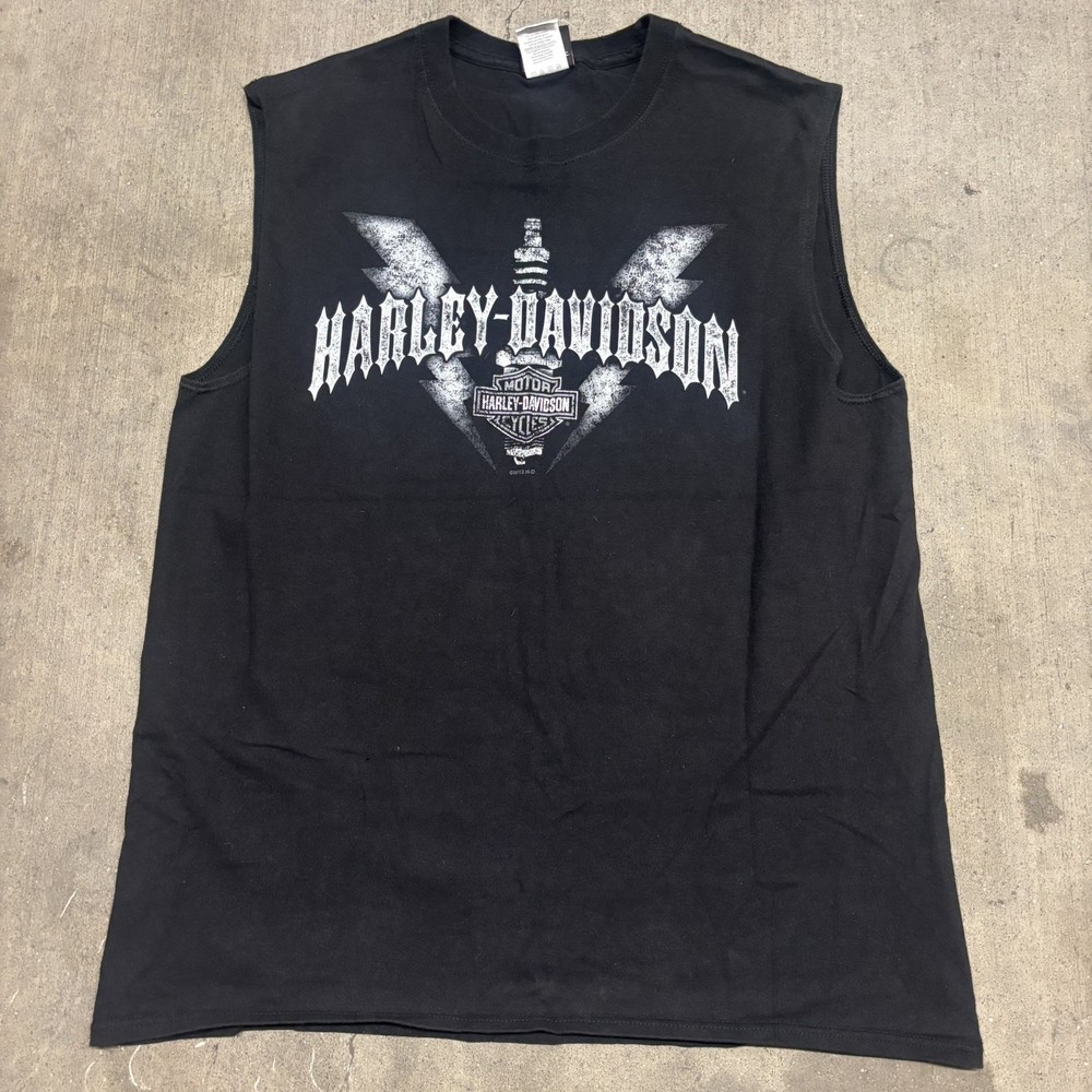 Harley Davidson Engine Skull & Crossbones Tank Top Grunge Size L Fredrick, CO