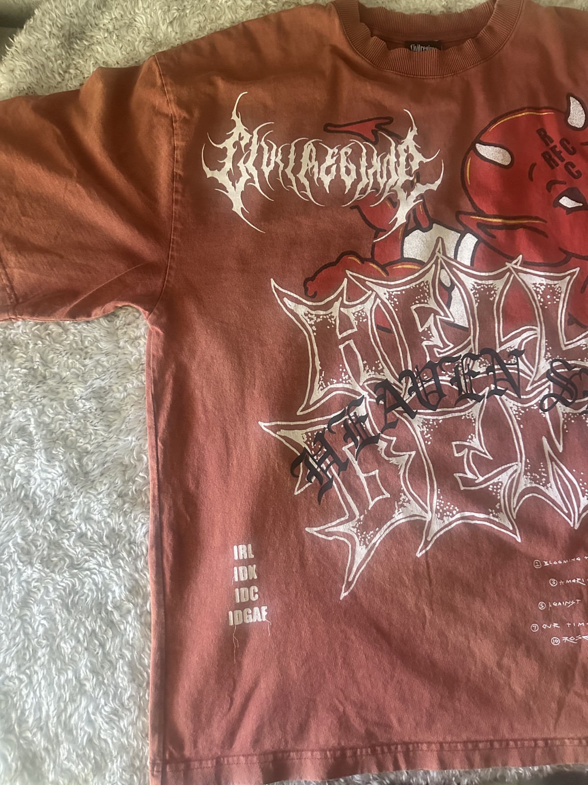 Civil Regime Graphic Oversized T-Shirt Men’s XL Brown Devil Streetwear Tee gallery