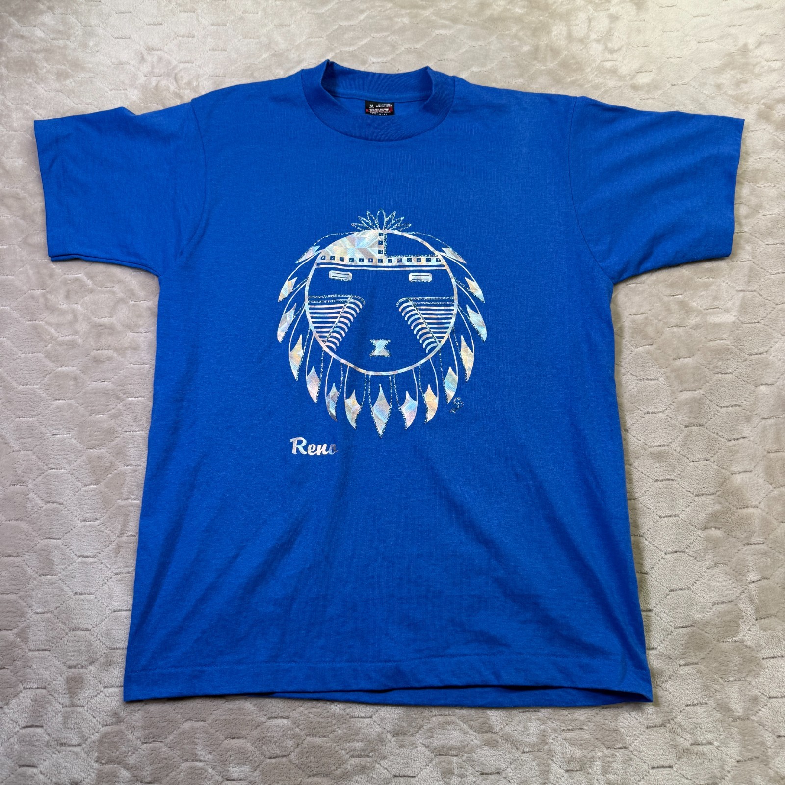 VTG Reno Nevada Travel Destination Shirt Sz Med Glitter Foil Deadstock USA Made gallery