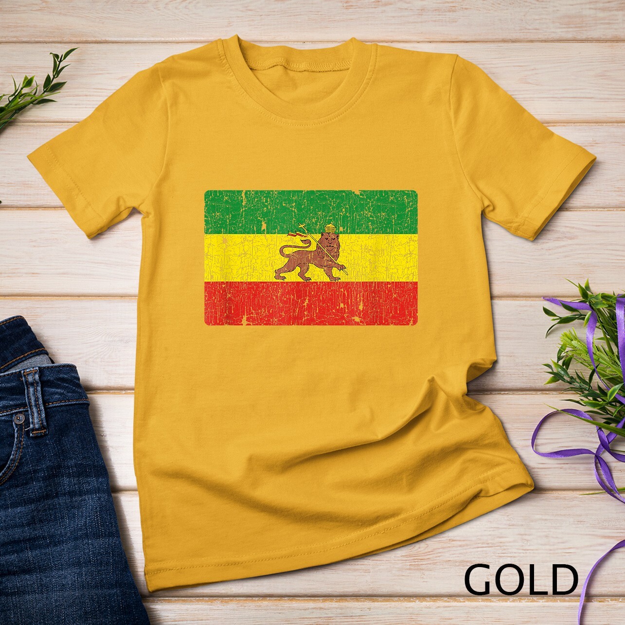 Vintage Rastafari Ethiopian Lion Ethiopia Rasta Pride Flag Unisex T-shirt gallery