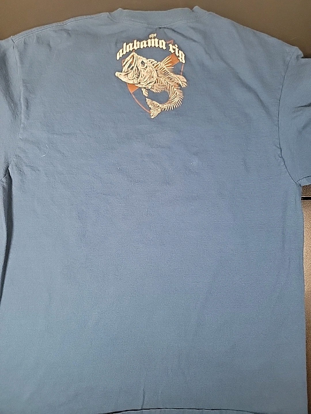The Alabama Rig Mens T-Shirt Fishing Short Sleeve Blue Sz Large Skeleton Fish gallery