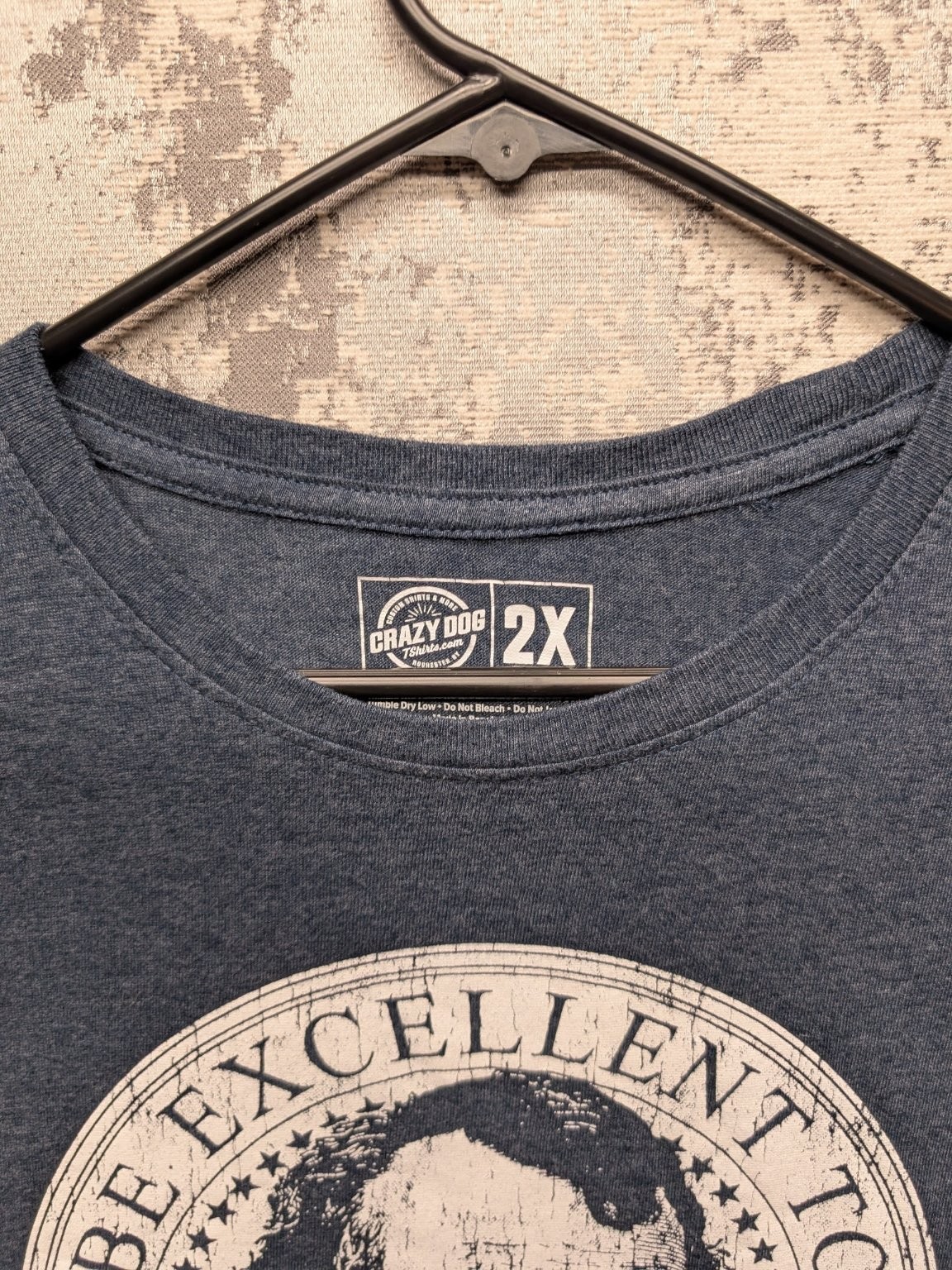 Crazy Dog Men's T-Shirt 2X Heather Navy Be Excellent To Each Other Chest 46" GUC gallery