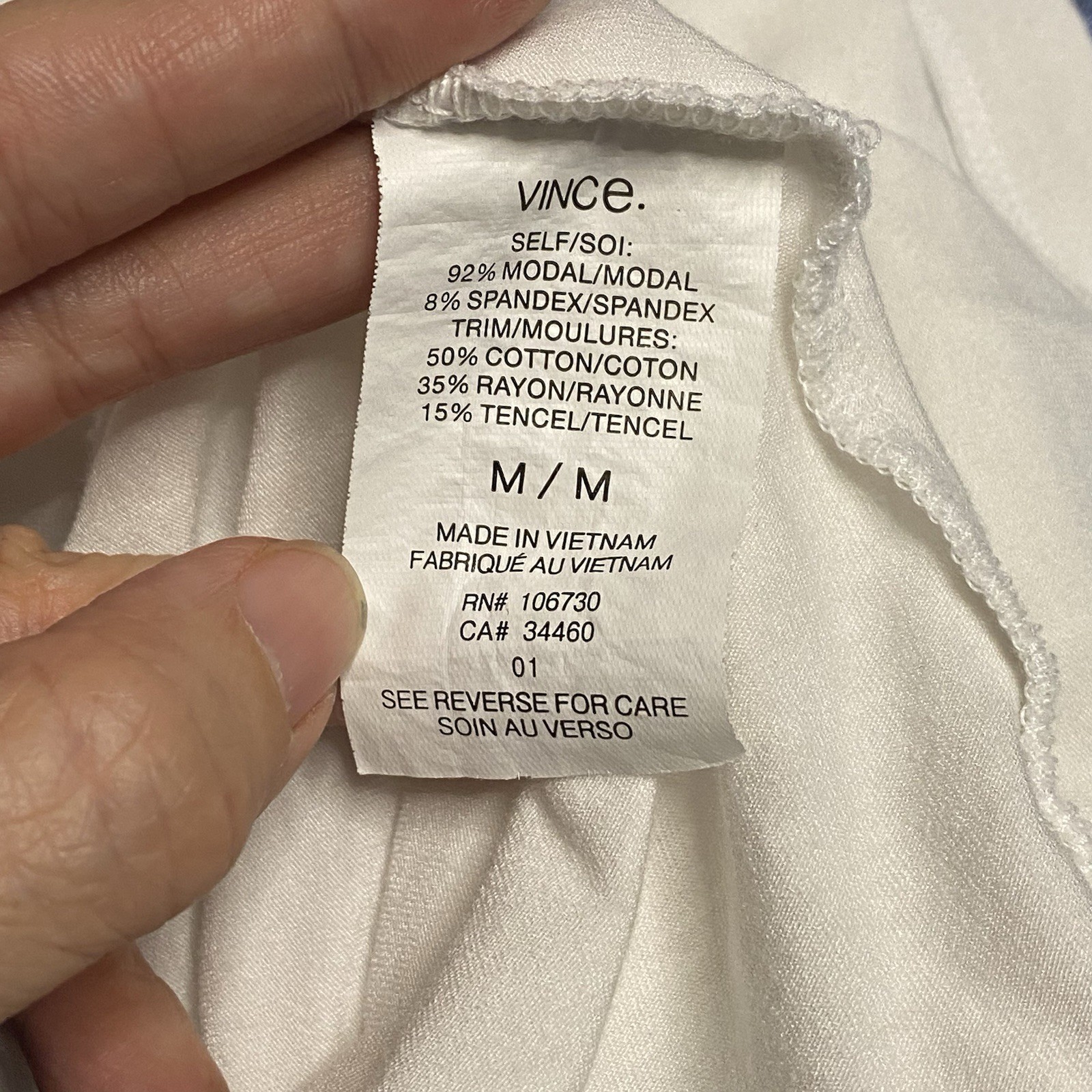 Vince Shirt Mens M White Blue Tank Top Scoop Neck Lightweight Elevated Basic gallery