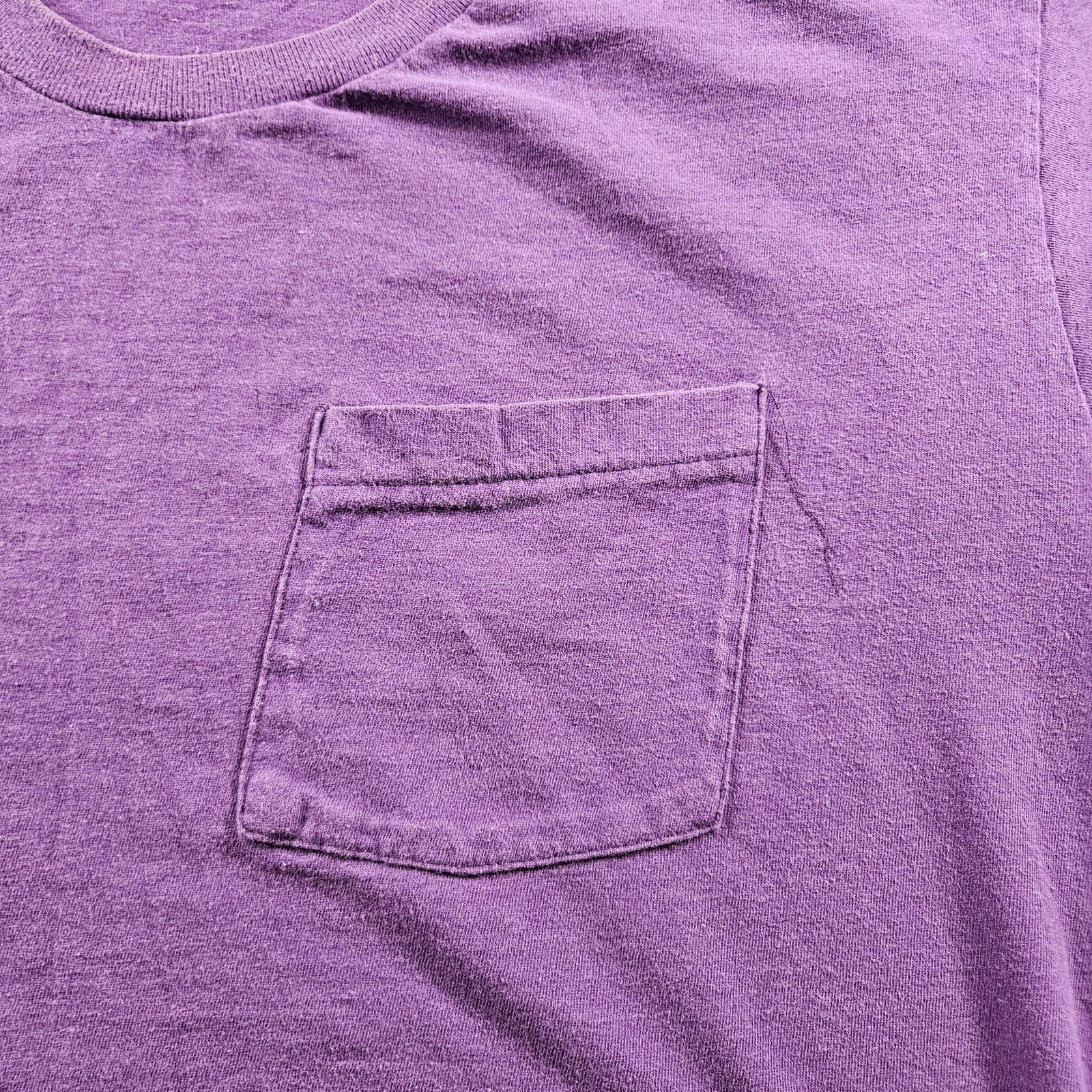 Purple Pocket Shirt Mens 2XL Short Sleeve Casual Plain Tee Relaxed Fit 80s gallery