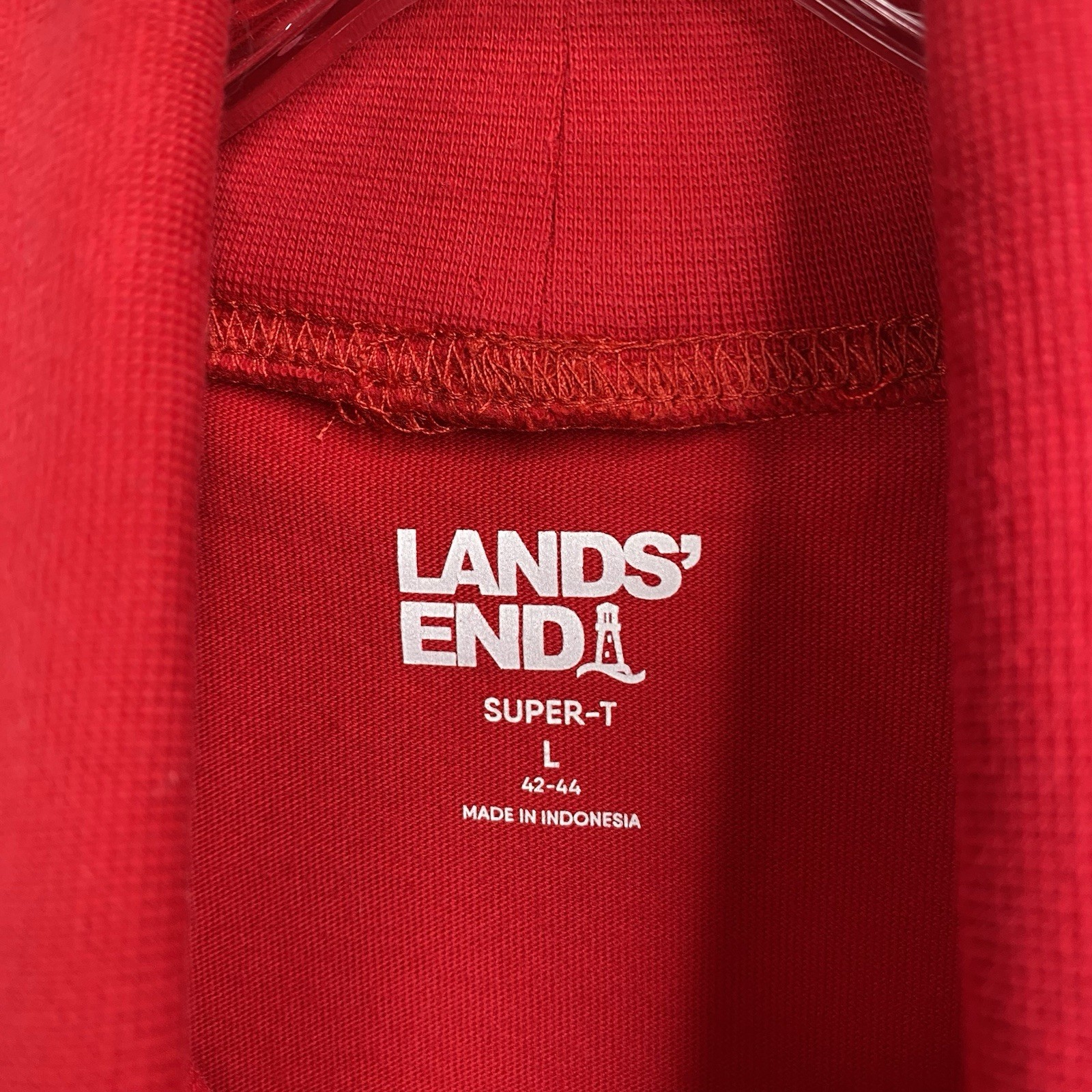 Lands’ End Long Sleeve Turtleneck Shirt Mens L 42/44 Super T Red Classic Holiday gallery