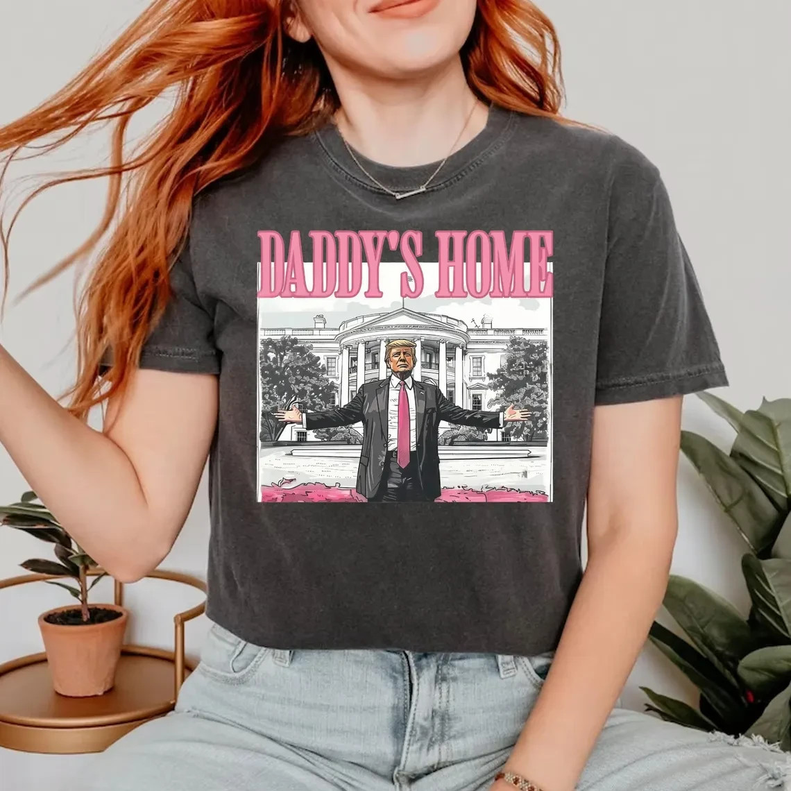 Daddy's Home Trump White House Graphic Tee Funny Political Election T-Shirt gallery