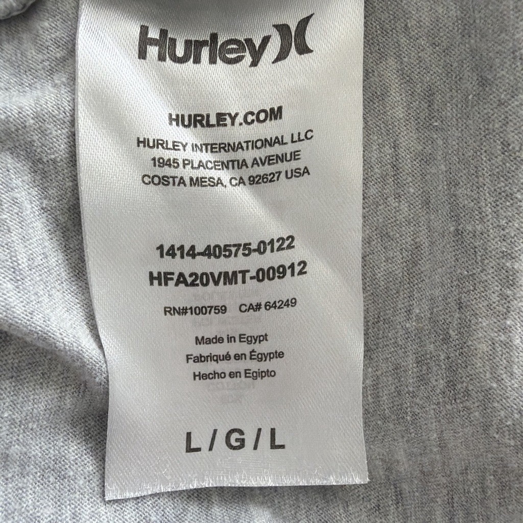 Hurley Men's Gray Graphic Logo Crew Neck Short Sleeve Knit T-Shirt Size L gallery
