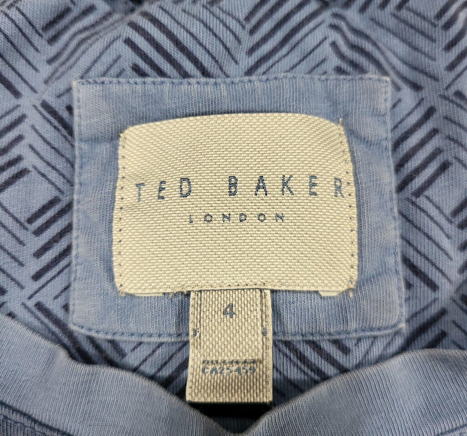 Ted Baker Shirt Mens 4 Blue Geometric Pocket Cotton Short Sleeve London Flaws gallery