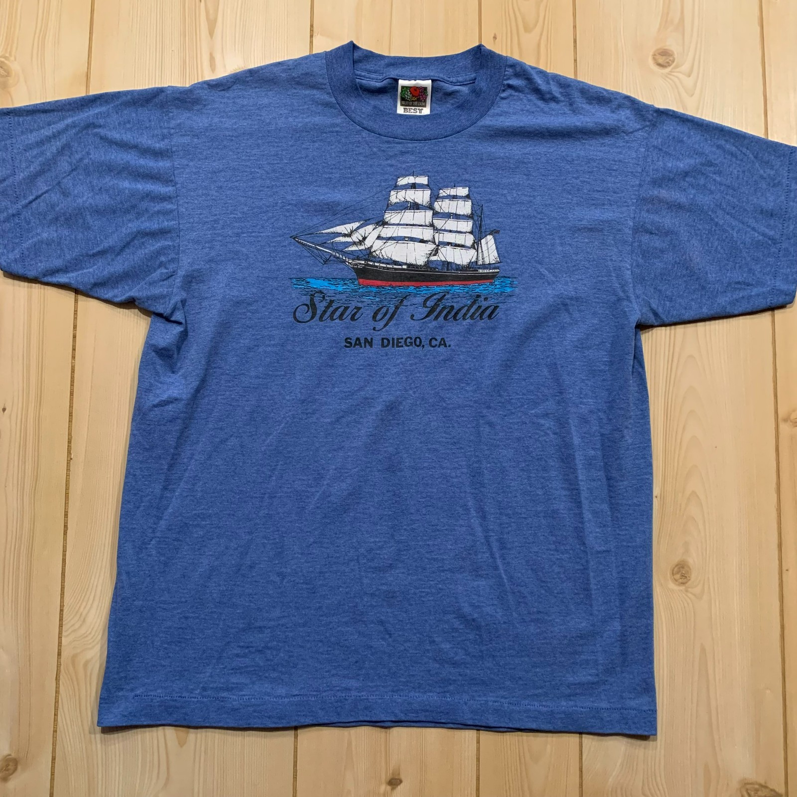 Vintage 90s Star of India Sailing Ship San Diego CA Single Stitch T-Shirt Size L gallery