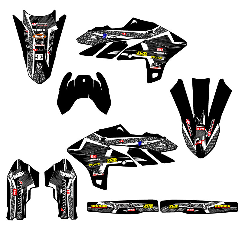 2024-2025 YZ 250 F 4-STROKE PODIUM Black Senge Graphics Kit Compatible with
